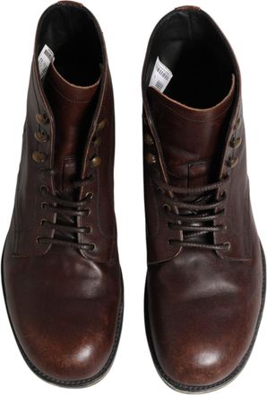Dolce & Gabbana Brown Lace Up Short Ankle Boots Men Shoes Leather