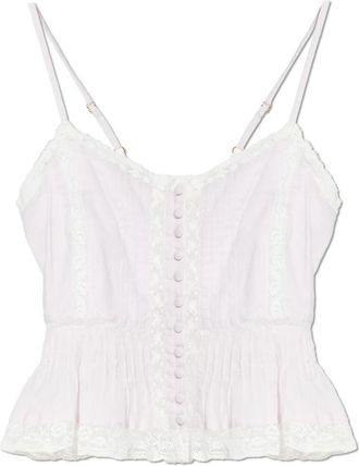 LoveShackFancy Aleni Top - Dames - Tops zonder mouwen - Roze - L - Katoen - Tops