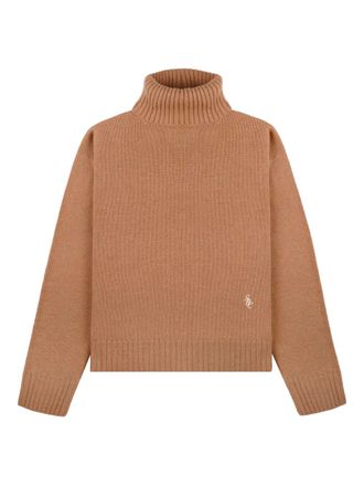 Sporty & Rich SRC turtleneck logo-embroidered sweater - Brown
