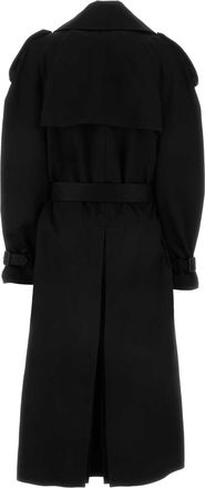 Saint Laurent Womens Black Cotton Trench Coat Noir Exterior