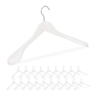 Relaxdays Pack De 20 Perchas Traje Anchas, Para Chaquetas, Abrigos O Vestidos, Madera, 45 Cm De Ancho, Blanco