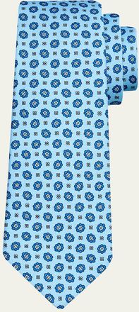Kiton Mens Small Floral Silk 7-Fold Tie