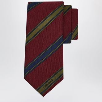 Ferragamo Bordeaux/Red Regimental Jacquard Tie