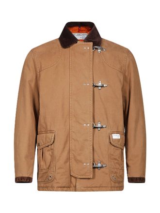 Fay Brown Structured Metal Toggle Jacket