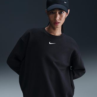 Nike Womens Nike Sportswear Phoenix Fleece Oversized Crew-Neck Sweatshirt in Black | FZ4270-010