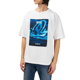 Diesel Heren T-Boxt Graphic Print Relaxed Fit Korte Mouwen T-Shirt (Wit)