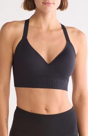Marika Ariel Racerback Seamless Sports Bra in Black at Nordstrom Rack, Size X-Large