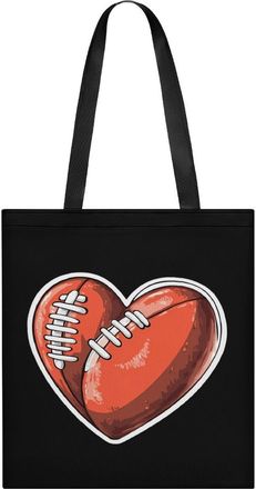 Generic Rugby Footballer Heart Shape Football Womens Tote Casual Shopping Bag Lightweight Shoulder Bags Hobos Handbag for Work Travel Daily 35x40cm