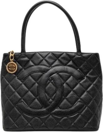 Chanel Pre-owned Medallion Tote Bag - Dames - Vintage Handtas - Zwart - ONE Size - Leer - Vintage