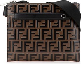 Fendi Borsa a tracolla FF 1974 in pelle goffrata 2010-2025 - Marrone