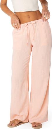 Roxy Iyla Cotton Crinkle Gauze Wide Leg Pants in Tropical Peach at Nordstrom, Size Xx-Large