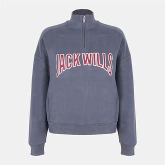 Jack Wills Dames/Dames Varsity Sweatshirt met Kwart Ritssluiting (Marine)
