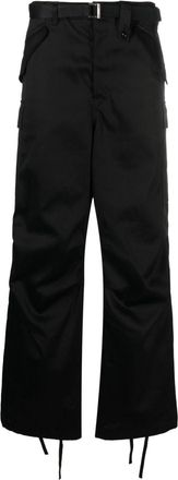 sacai straight-leg cargo-pocket trousers - men - Cotton - 3 - Black