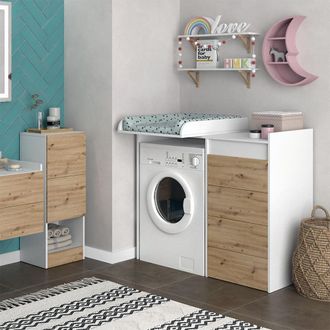 Vicco Armario Para Lavadora Alf, Blanco, 116 X 98 Cm Con 4 Cajones