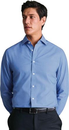CHARLES TYRWHITT Non-Iron Cutaway Collar Poplin Shirt in Mid Blue at Nordstrom, Size 16.5 - 34