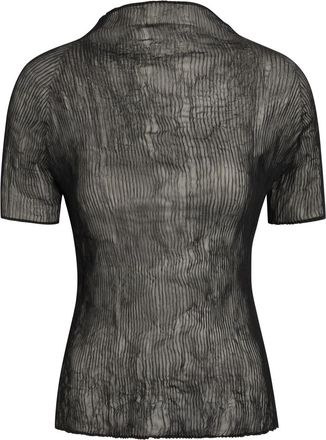 Issey Miyake Twist Pleated Semi-sheer Chiffon top - Black - 2