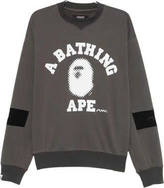 A Bathing Ape Sweatshirts, male, Gray, Size: XL Crew Neck Sweatshirt