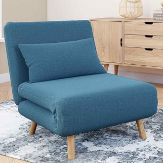 IDMarket Romeo Sof&aacute; Cama 1 Plaza 80x190 Cm Tela Azul Pato