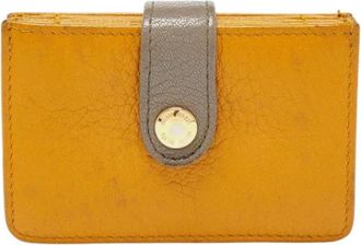 Miu Miu Tweedehands leren portemonnees - Dames - Vintage Accessoires - Geel - ONE Size - Tweed - Vintage