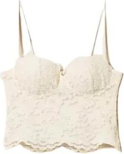 Twinset Lace Cropped Bustier Top - Dames - Tops zonder mouwen - Wit - S - Katoen - Tops