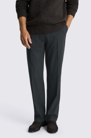 Moss Relaxed Fit Charcoal Flannel Trousers