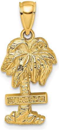 Diamond2Deal 14k Yellow Gold 2-D CURACAO On Palm Tree Charm