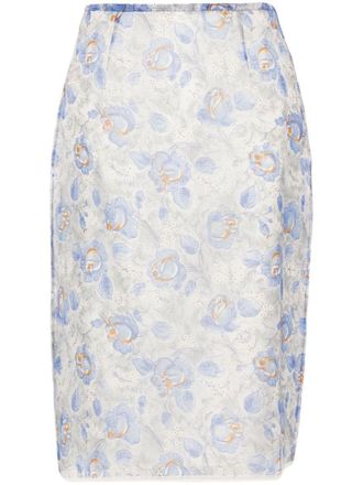 Prada Peony Print Nylonette Skirt