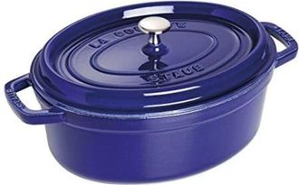 Staub Oval Cocotte, 29cm Cast Iron, Dark Blue