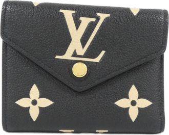 Louis Vuitton Bicolor Black Leather Wallet (Tri-Fold) (Pre-Owned)
