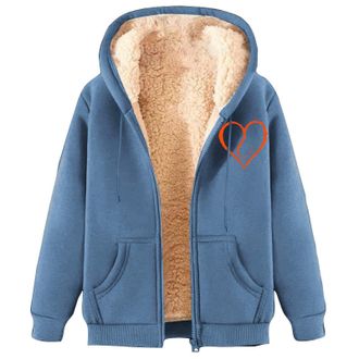 Generic AnnSemo Fleece Jacket Women UK Ladies Teddy Fleece Jacket Hooded Trench Coat Winter Coat Sherpa Lined Full Zip Teddy Bear Coats Sweatshirts Ladies Top