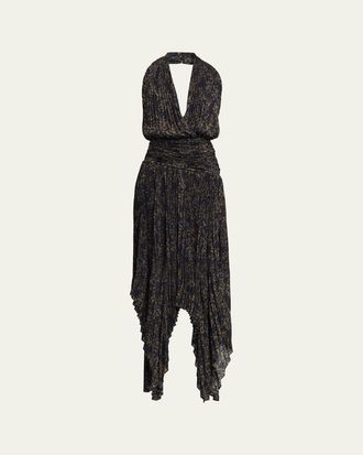 Proenza Schouler Paulina Pleated Halter Handkerchief Maxi Dress