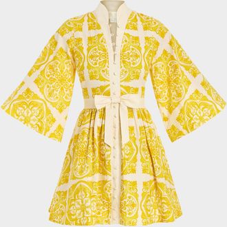 Mestiza New York Carmen Flare-Sleeve Bow Mini Dress