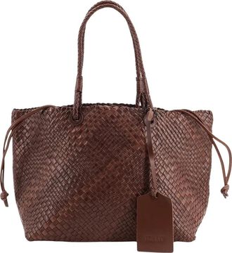 Ibeliv Bazika Geweven Leren Tote - Dames - Shoppers - Bruin - ONE Size - Leer - Tassen