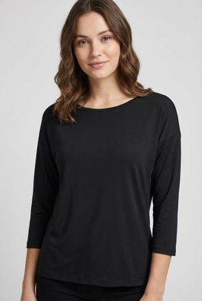 Only 3/4-Arm-Shirt ONLY ONLHANNAH 3/4 TOP JRS, Damen, Gr. XL, schwarz, Jersey, Obermaterial: 67% Viskose, 33% Polyester, unifarben, regular fit, Rundhals, 