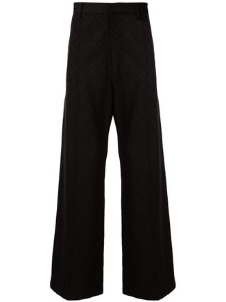 Marcelo Burlon logo-woven tailored trousers - men - Polyester/Polyester/Virgin Wool - 46 - Black