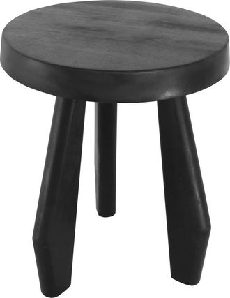 Jonathan Y Designs Terra Rustic Coastal Acacia Wood Tripod Round Indoor/Outdoor Accent Stool in Black at Nordstrom