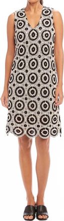 Karen Kane Sleeveless Crochet Shift Dress In Natural With Black