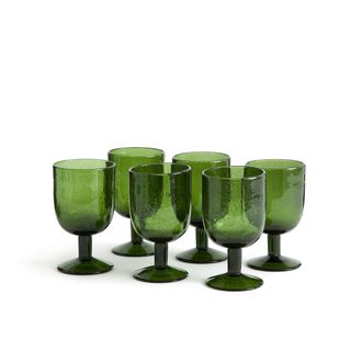La Redoute Interieurs Set van 6 glazen op voet in bubbelglas, Faraji