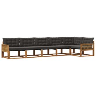 vidaXL Conjunto De Sof&aacute;s De Exterior Con Coj&iacute;n 6 Pcs Natural Y Negro Vidaxl
