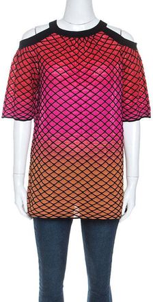 M Missoni Multicolor Textured Knit Cold Shoulder Top
