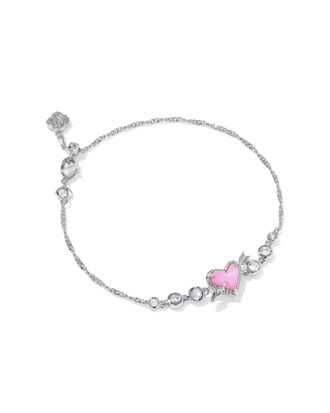 Kendra Scott Womens Ari Heart Arrow Silver Tennis Bracelet
