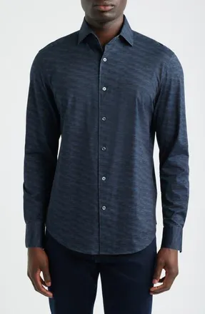 Bugatchi Devon OoohCotton Button-Up Shirt in Midnight at Nordstrom, Size Xx-Large
