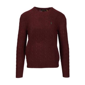 Polo Ralph Lauren Kabelgebreide trui van wol en kasjmier - Heren - Ronde hals truien - Rood - S - Wol - Truien & Vesten