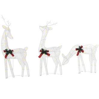 Beliani Beliani - Decoraci&oacute;n Figura De Navidad Led Metal Blanco 3 Renos Exteriores Angeli