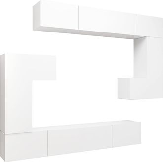 vidaXL Vidaxl - Set De Muebles Para Tv 8 Piezas Madera Contrachapada Blanco