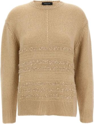 Fabiana Filippi Round-neck Knitwear, female, Beige, Size: 2XS Knitwear