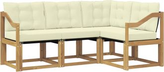 vidaXL Conjunto De Sof&aacute;s De Exterior 4 Uds. Blanco Y Crema Vidaxl