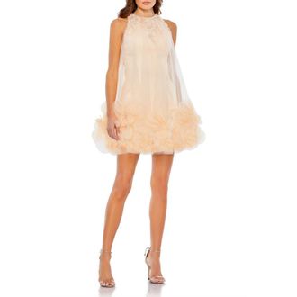 Mac Duggal Halter Neck Flowy Petal A Line Mini Dress in Peach at Nordstrom, Size 4