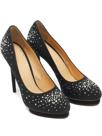 Charlotte Olympia Dotty pumps met plateauzool en verfraaid met kristallen - Zwart