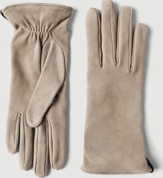 Brunello Cucinelli Suede gloves with monili in Beige at Nordstrom, Size X-Small